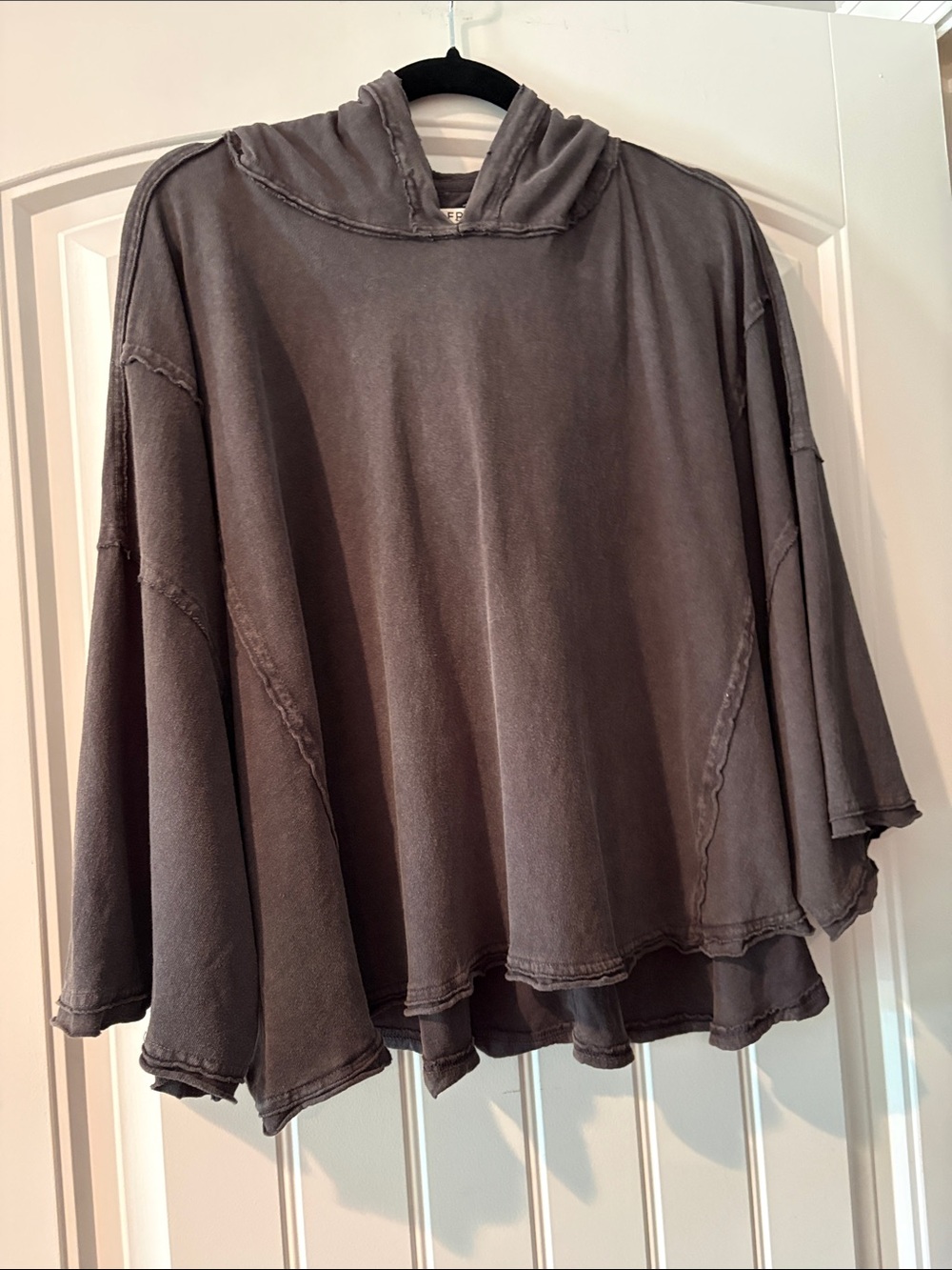 We The Free Washed Gray Oversized Hooded Pullover